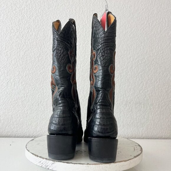 Rod Patrick Womens Cowboy Boots 6A Black Caiman Western Cowgirl Tall Pointed Toe - Picture 3 of 12